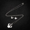 Wholesale Korean Style Cute Mickey Mouse Ear Studs Women's Unique Fashion Stainless Steel Pendant Clavicle Chain Small Fresh Style Jewelry Set