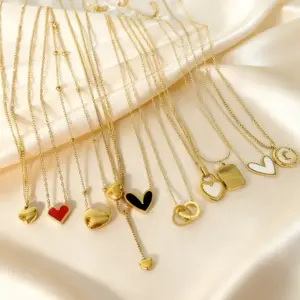 Wholesale Fashion Romantic Sweet Heart-Shaped Vacuum Electroplated (In Furnace) 18K Real Gold Plated Necklace Suitable For Women To Wear On Daily Dates Or Parties