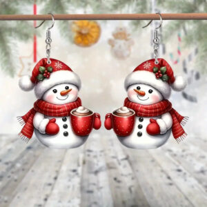 Wholesale Cross-border Hot Winter Snowman Acrylic Earrings Cute New Year Holiday Atmosphere Cartoon All-match Earrings