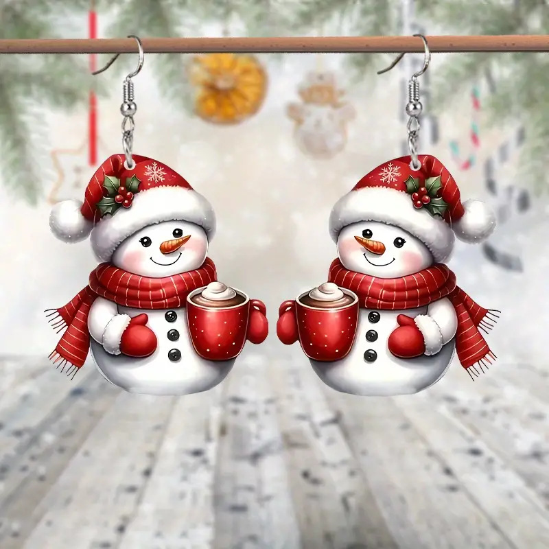 Wholesale Cross-border Hot Winter Snowman Acrylic Earrings Cute New Year Holiday Atmosphere Cartoon All-match Earrings