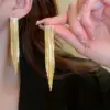 Wholesale 1 Pair Elegant Solid Color Tassel Plating Copper Gold Plated Drop Earrings