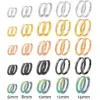 Wholesale Classic Stainless Steel Round Wire Earrings Fashionable Clip-Ons Geometric Pattern Polished Lines Unisex Hoop Studs