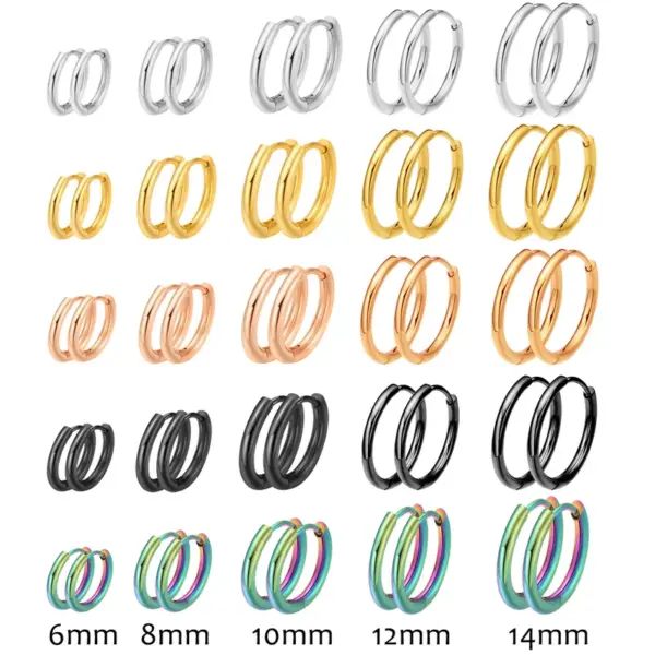 Wholesale Classic Stainless Steel Round Wire Earrings Fashionable Clip-Ons Geometric Pattern Polished Lines Unisex Hoop Studs