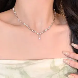 Silver Pearl Necklace Xl1009-1