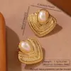 Wholesale 304 Stainless Steel Plastic Quadrilateral Round Electroplating Imitation Gold Elegant Sweet Simple Style Ear Studs