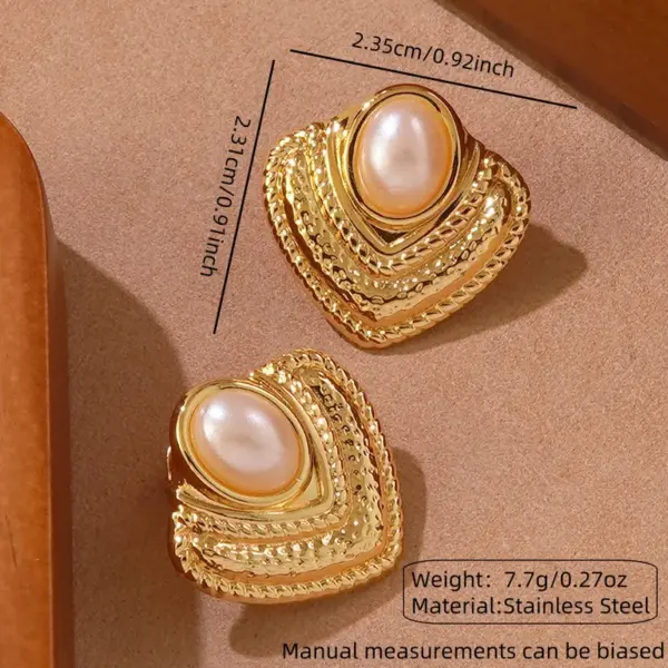 Wholesale 304 Stainless Steel Plastic Quadrilateral Round Electroplating Imitation Gold Elegant Sweet Simple Style Ear Studs