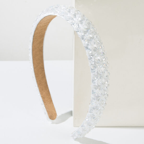 oly-43090aa6ca3b7241cedf038520c3ce69 Wholesale Homing Korean Style Woven Crystal Beaded Hair Hoop Small Thin Edge All-match Face Washing Hair Card High-grade Hair Aessories