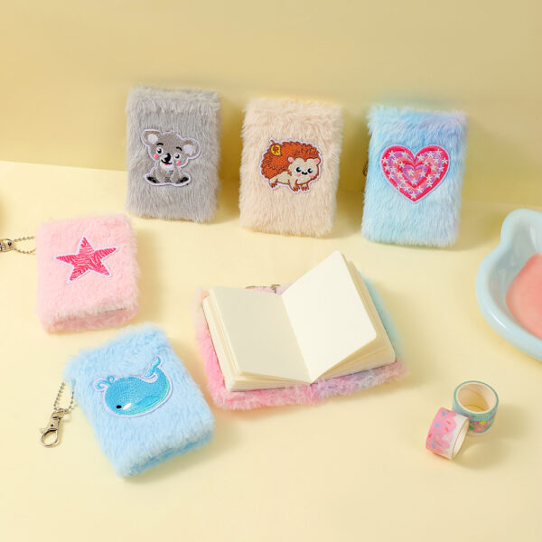 Wholesale Cartoon Embroidered Pocket Mini Plush Notebook