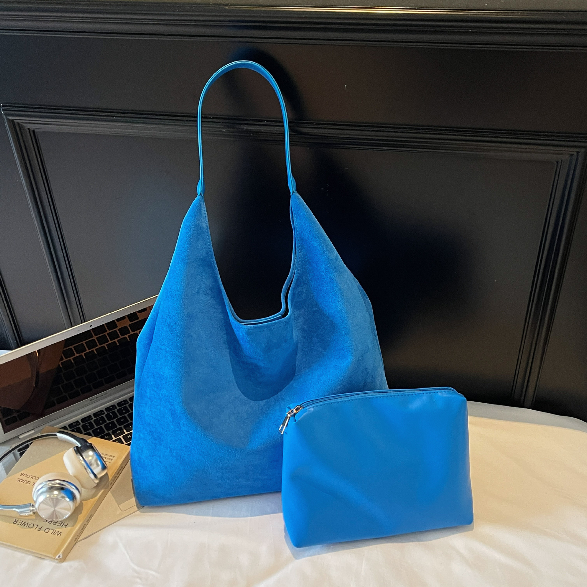Wholesale Large capacity bag, multi-colored suede tote bag, unique shoulder bag