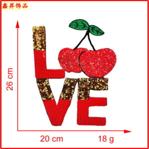 Heated melt glue*red gold*cherry letters*love*26*20cm