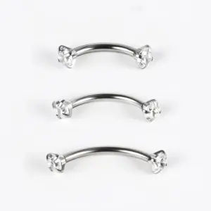 Wholesale 1 Piece Lip Rings Simple Style Classic Style Geometric 303 Stainless Steel Polishing Inlay Zircon Eyebrow Studs