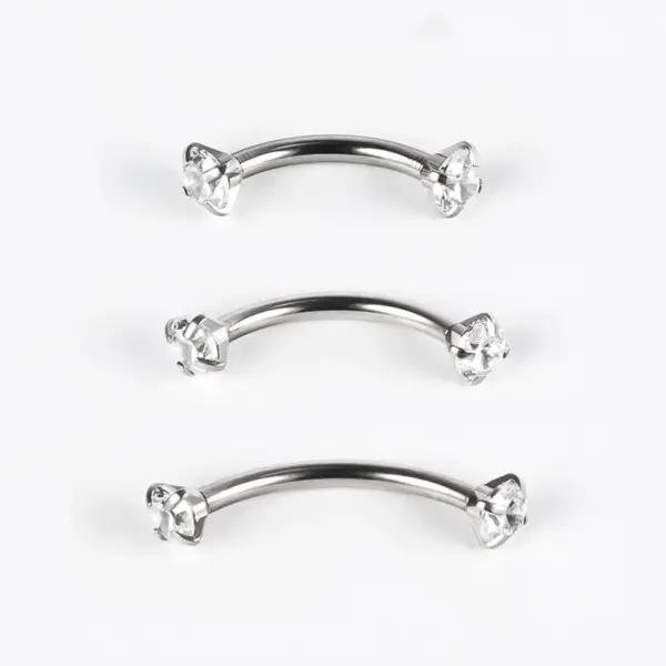 Wholesale 1 Piece Lip Rings Simple Style Classic Style Geometric 303 Stainless Steel Polishing Inlay Zircon Eyebrow Studs