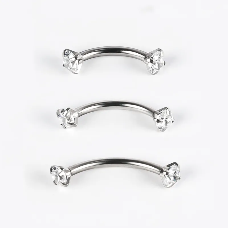 Wholesale 1 Piece Lip Rings Simple Style Classic Style Geometric 303 Stainless Steel Polishing Inlay Zircon Eyebrow Studs