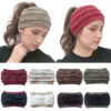 Wholesale 2019 Amazon European and American women's velvet wool headband ebay new knitted color ponytail hair band cap
