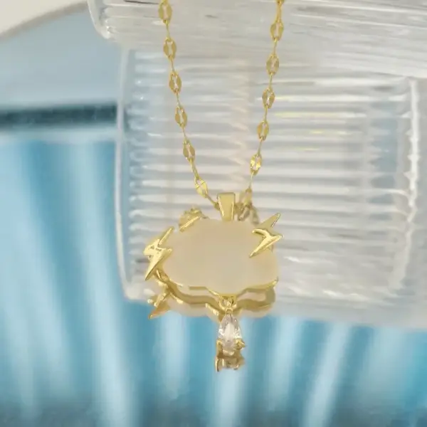 Wholesale 201 Stainless Steel Gold Plated Silver Plated Inlay Clouds Resin Zircon Pendant Necklace