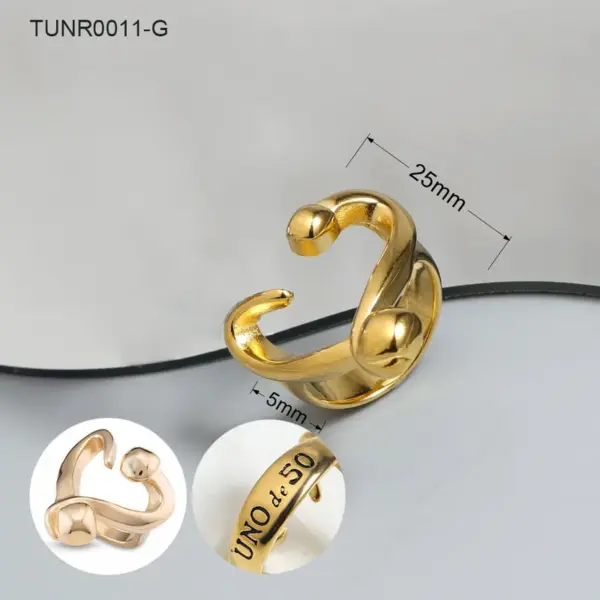 304 Stainless Steel Circle PVD Coated Stone-Free Real Gold Plated Simple Style Waterproof Non Tarnish Plating Rings