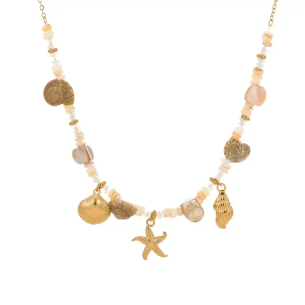 Wholesale PVD Coated Real Gold Plated Shell 304 Stainless Steel Hawaiian Romantic Beach Waterproof Non Tarnish 304 Stainless Steel Lobster Trigger Clasp Closure Necklace