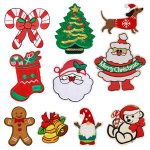 Wholesale Cross-border Christmas Cloth Sticker Patch Sticker Embroidery Sticker Large Pattern diy Santa Claus Christmas Tree Patch Badge Embroidery 1