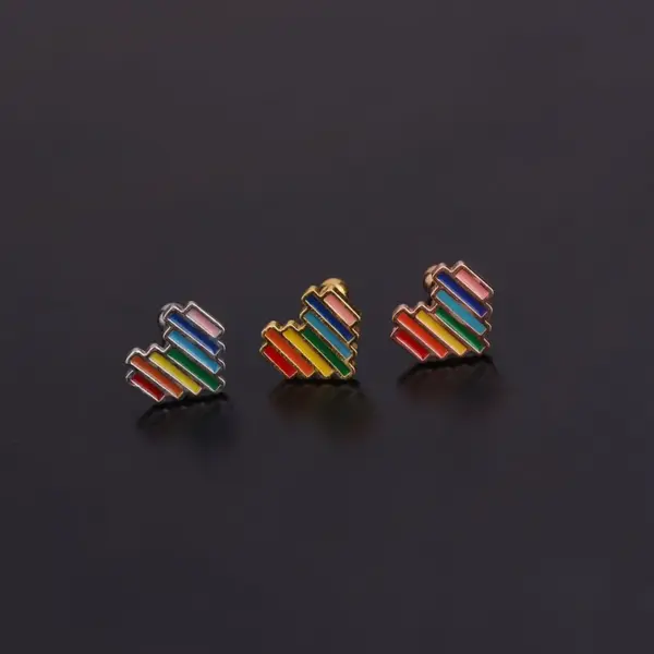 Wholesale 316L Stainless Steel Zircon Ear Cartilage Rings & Studs Heart Waterproof Non Tarnish Surgical Steel Women'S