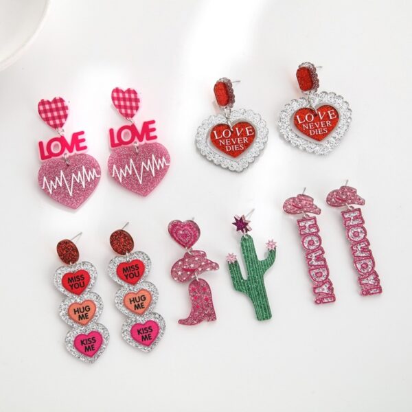 Wholesale Valentine's Day Peach Heart Earrings