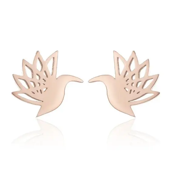 PVD Coated Real Gold Plated Dinosaur Heart Shape Stainless Steel Fashion Waterproof Non Tarnish Ear Studs