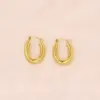 Wholesale 1 Pair Simple Style U Shape Pentagram Round 304 Stainless Steel 18K Gold Plated Earrings