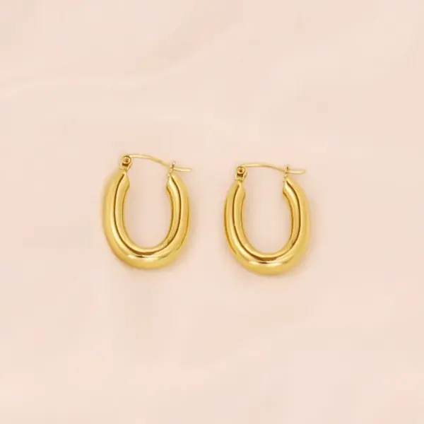 Wholesale 1 Pair Simple Style U Shape Pentagram Round 304 Stainless Steel 18K Gold Plated Earrings