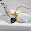 Wholesale Copper Heart Shape Electroplating Zircon Copper Plated Fairy Style Waterproof Non Tarnish Inlay Cable Chain Pendant Necklace
