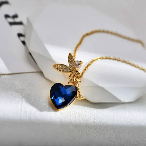 Wholesale Copper Heart Shape Electroplating Zircon Copper Plated Fairy Style Waterproof Non Tarnish Inlay Cable Chain Pendant Necklace