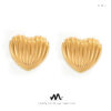 Wholesale Korean-style simple and elegant temperament sweet love shape earrings geometric vertical stripes design titanium steel gold-plated earrings