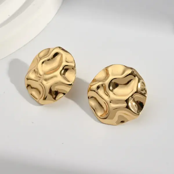 Wholesale Electroplating Golden Plated Irregular Square Leaves 304 Stainless Steel Casual Simple Style Polishing Plating Earrings