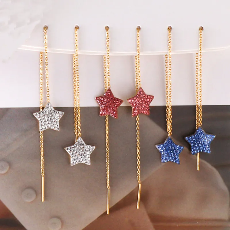Wholesale Fashion Star Stainless Steel Plating op Earrings 1 Pair