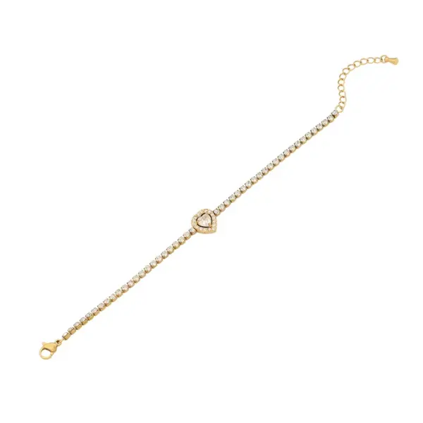 Copper 18K Gold Plated Simple Style Plating Inlay Water oplets Heart Shape Zircon Bracelets
