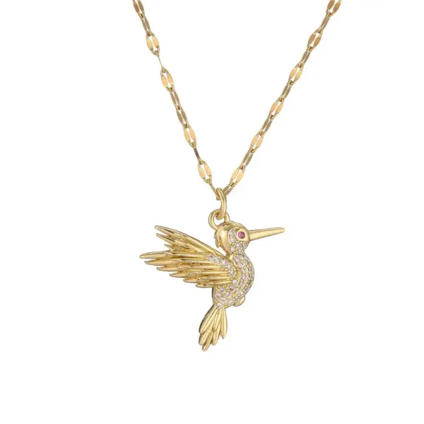 Wholesale PVD Coated Bird Titanium Steel Copper IG Style Simple Style Waterproof Non Tarnish Titanium Steel Pendant Necklace