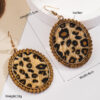 Wholesale Cross-border European and American Leopard Sequin Leather Earrings Vintage Alloy Diamond Pearl Oval High-end Earrings Earrings for Women