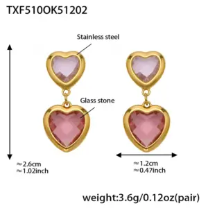 TXF510-Pink Faceted Stone Gold Earrings