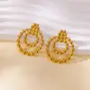 Wholesale 304 Stainless Steel Alloy Geometric Flower PVD Coated Zircon 18K Gold Plated 18K Gold Elegant Classical Romantic Plating Ear Studs
