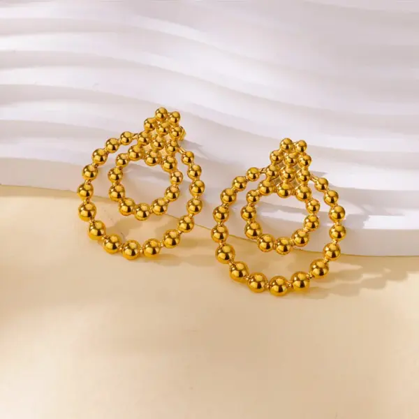 Wholesale 304 Stainless Steel Alloy Geometric Flower PVD Coated Zircon 18K Gold Plated 18K Gold Elegant Classical Romantic Plating Ear Studs