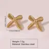 304 Stainless Steel Plastic Bow Knot Shell Electroplating Imitation Gold Simple Style Classic Style Commute Multicolor-Golden Yellow Ear Studs