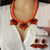 Wholesale European and American Halloween Creative Earrings Solid Color Bat Ghost Beaded Acrylic Necklace Personalized Jewelry Set for Women