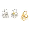 Ion Plating (IP) Real Gold Plated 18K Gold Flower 304 Stainless Steel Retro Waterproof Non Tarnish Open Rings