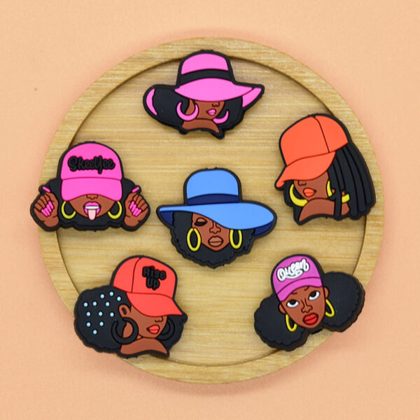 Wholesale Random 100pcs Black Girl Beaded PVC Soft Rubber Beads