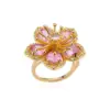 Wholesale Copper Flower PVD Coated Zircon Real Gold Plated Vintage Style Waterproof Non Tarnish Inlay Open Rings