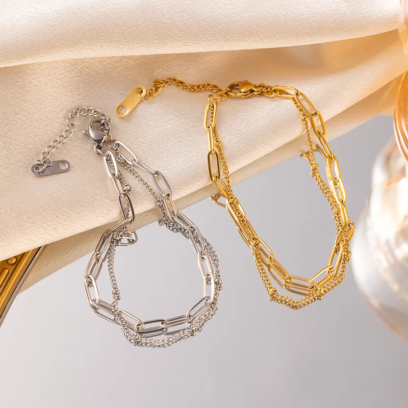 Wholesale Casual Simple Style Solid Color Titanium Steel Bracelets In Bulk