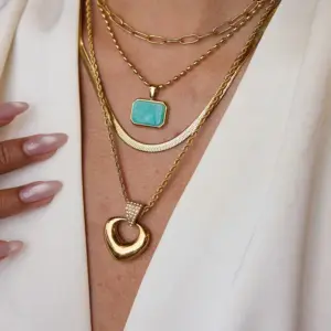 Wholesale 304 Stainless Steel Geometric PVD Coated Real Gold Plated Elegant Glam Waterproof Non Tarnish Plating Paperclip Chain Twisted Rope Chain Snake Chain Lobster Trigger Clasp Closure Pendant Necklace