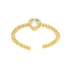 Wholesale Copper Plating Inlay Heart Shape Zircon Open Rings
