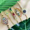 Brass Inlaid Zircon Artificial Gemstones Copper Bracelets