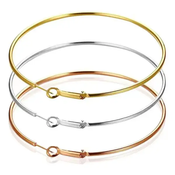 Wholesale 1 Pair Simple Style Solid Color Stainless Steel Hoop Earrings