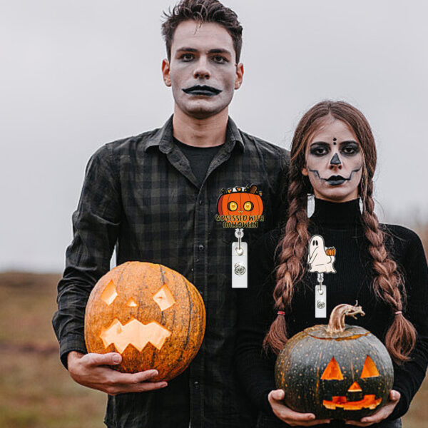 Wholesale Boo Boo Crew Acrylic Halloween Ghost Spider Web Pumpkin Skull Crocodile Clip Easy Pull Buckle