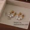 304 Stainless Steel Plastic Solid Color Ion Plating (IP) 18K Gold Plated Elegant Simple Style Waterproof Non Tarnish Beaded Plating Gold Earrings